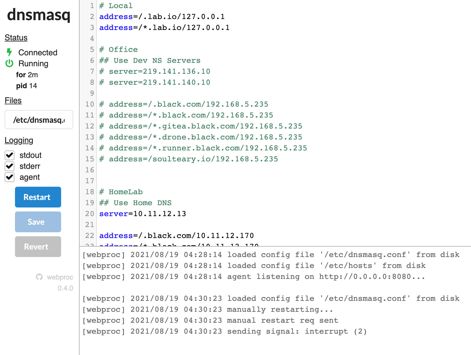 一个简单的 dnsmasq 管理面板