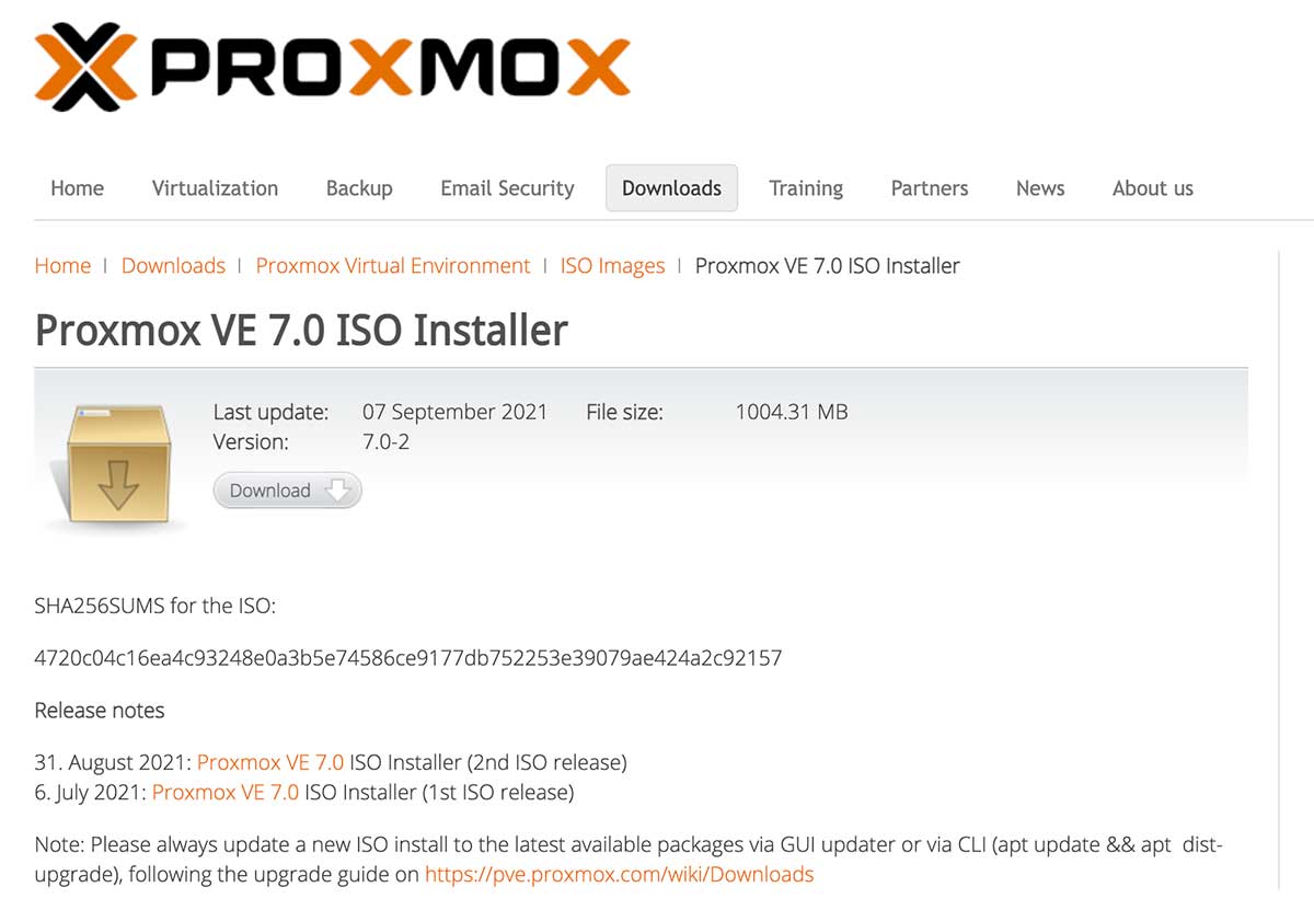 下载 proxmox 安装镜像