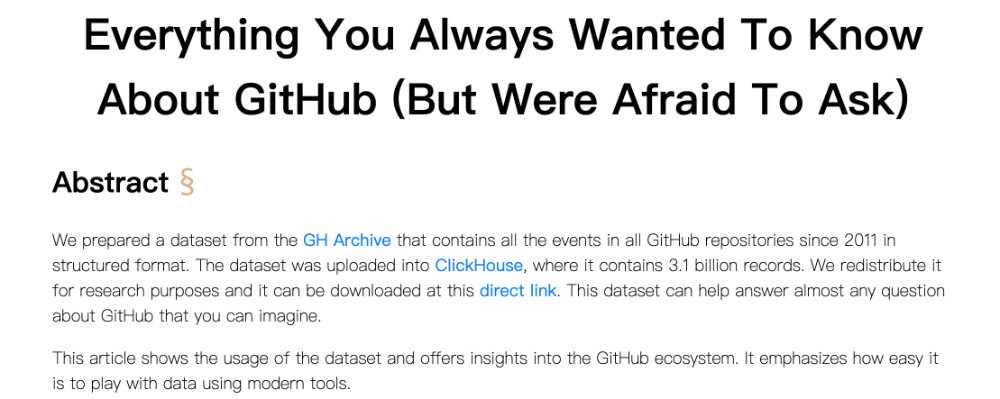2020 年，ClickHouse 对于 GitHub 的数据挖掘