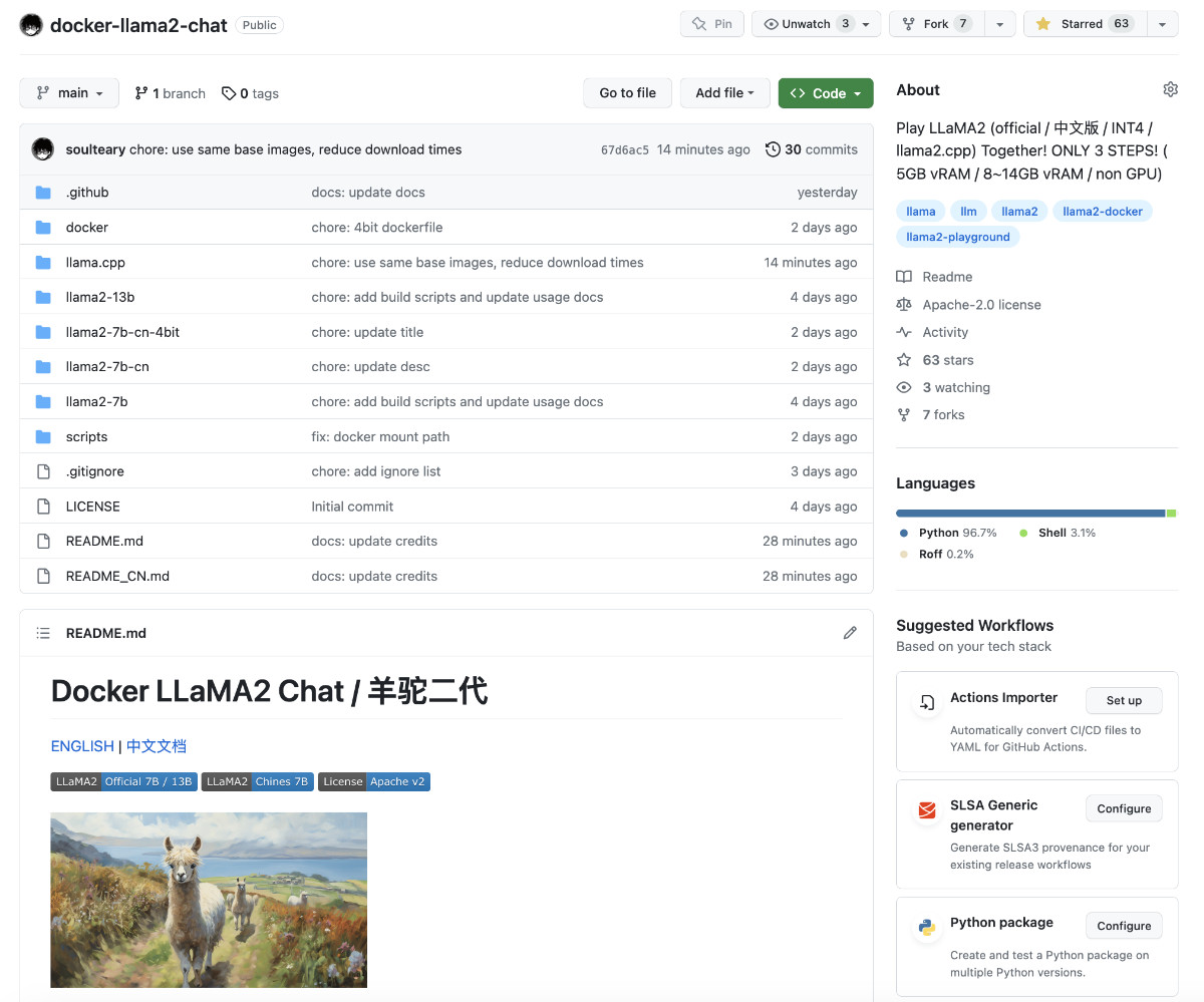 Docker LLaMA2 Chat 开源项目