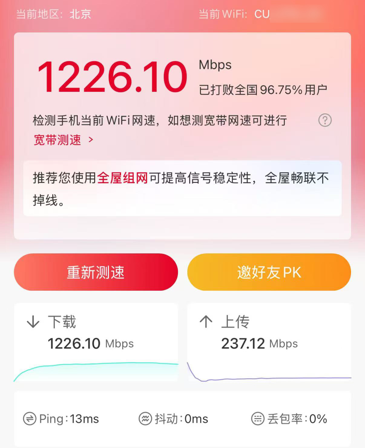 华为路由 Wi-Fi 速度