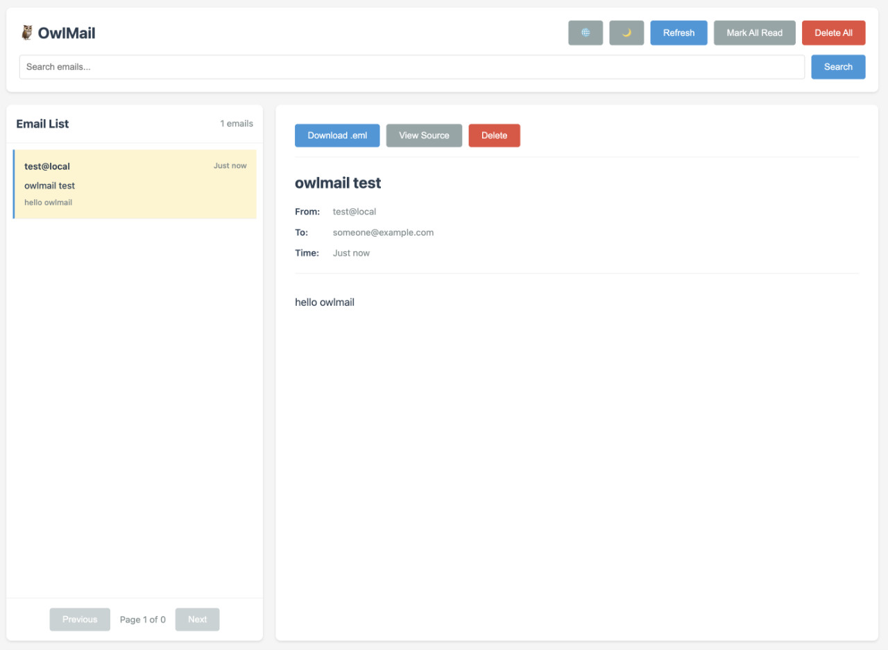 当 OwlMail 收到邮件后的预览界面变化