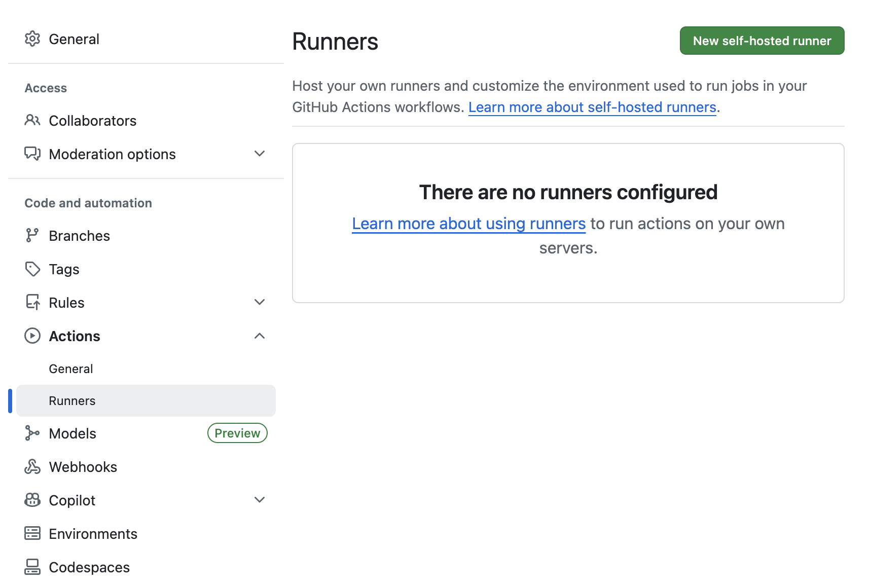 GitHub - Action Runner 配置页面