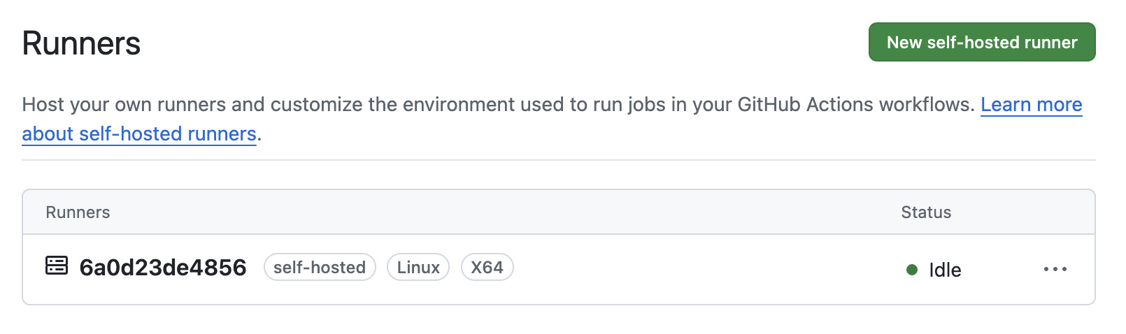 GitHub - Runner 列表实例就绪